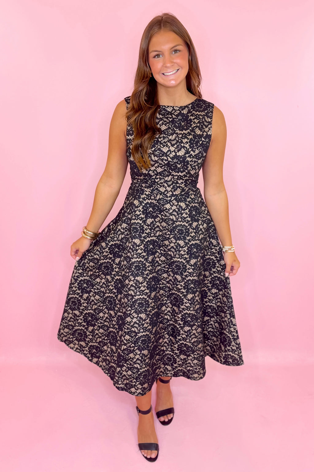 Evening Elegance Lace Midi Dress