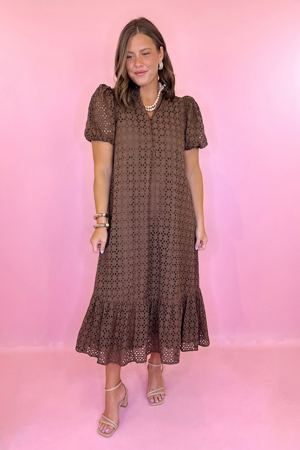 Meant To Be Eyelet Midi Dress
