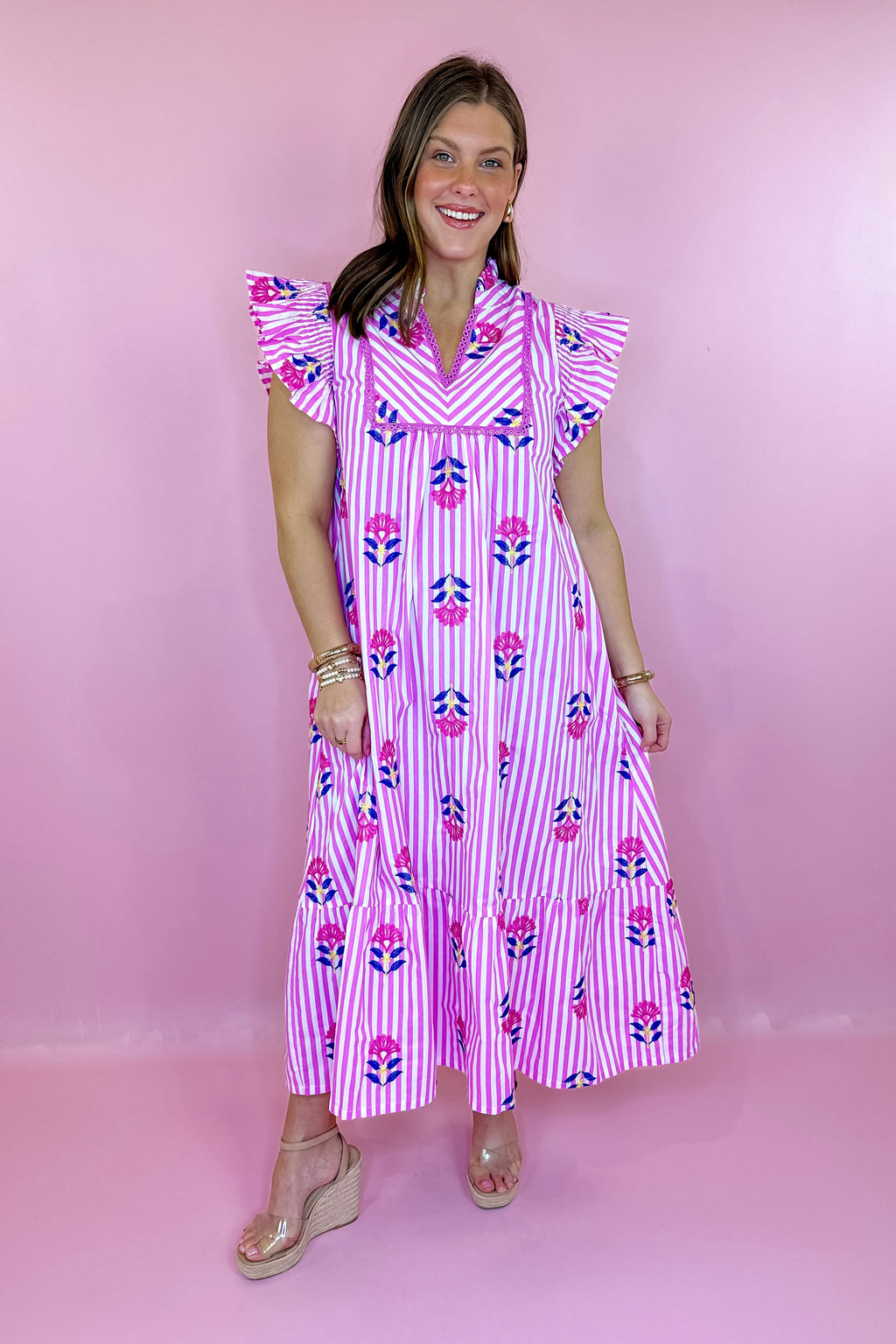 Petal Promises Floral Striped Midi Dress Petal Promises Floral Striped Midi Dress