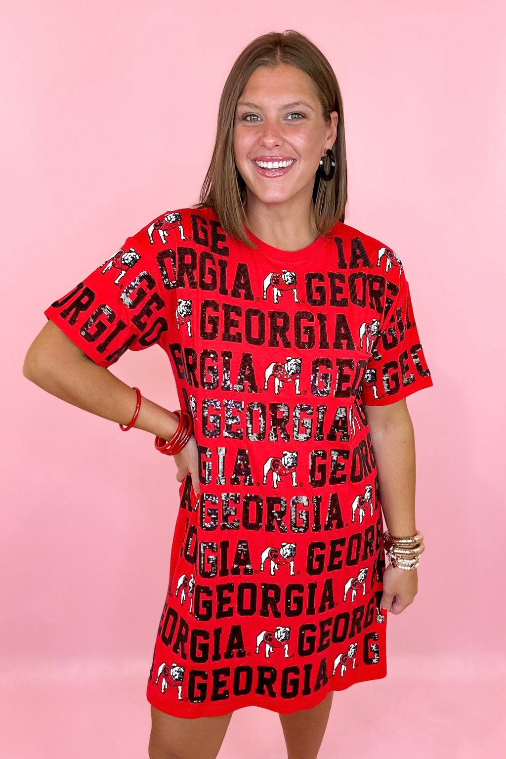 Stewart Simmons: UGA Sequin Repeat T-shirt Dress – maddiebea