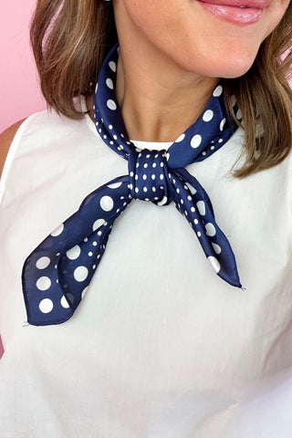 Navy Polka Dot Silky Scarf