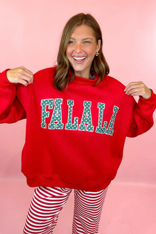 FALALA Polka Dot Mock Neck Sweatshirt - Red