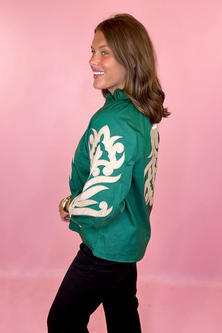 Schedule Me In Embroidered Top - Hunter Green
