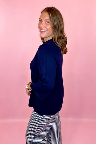 A Better Day Mock Neck Sweater - Navy