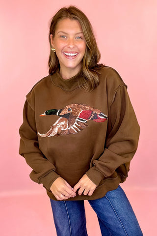 Mallard Mock Neck Sweatshirt - Brown