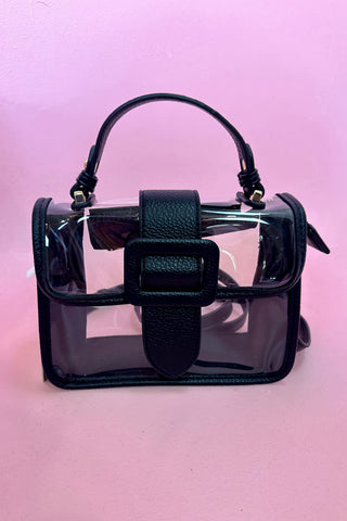 Toni Clear Flapover Crossbody Bag - Black