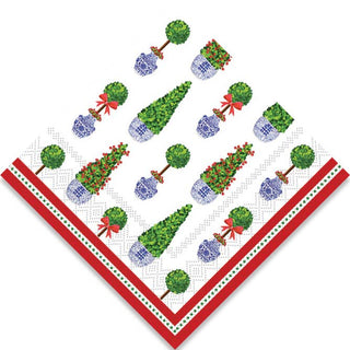 Christmas Topiaries Paper Cocktail Napkins
