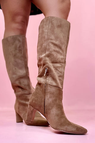 Eira Suede Knee High Boot - Taupe