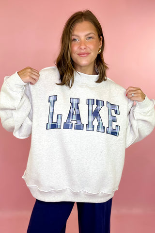 Lake/Mountains Reversible Mock Sweatshirt - Grey