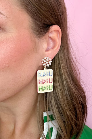 Mahjong Printed Drop Earrings
