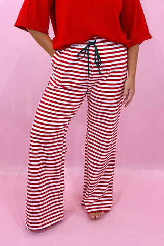 Cozy Holiday Striped Lounge Pant - Red