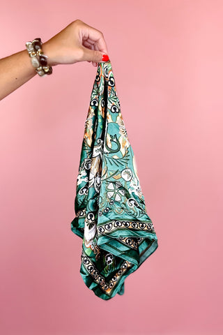 Green Bohemian Paisley Border Scarf
