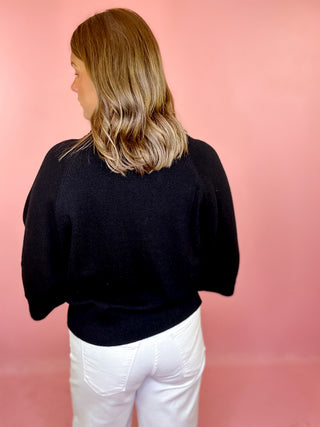 Keeping Cozy Drop Shoulder Sweater - Black