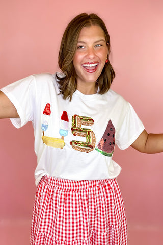 Queen Of Sparkles: White USA Icon Tee