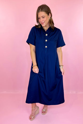 Soft Statement Midi Dress - Navy
