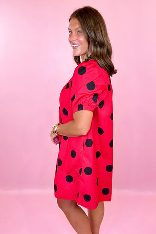 Right On Time Polka Dot Mini Dress - Red/Black