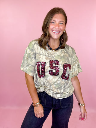 Queen Of Sparkles: Licensed USC Camo Tee