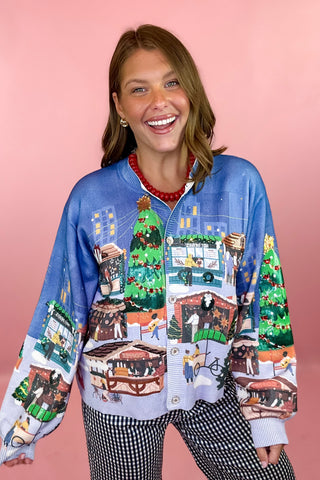Queen Of Sparkles: Multi Christmas Market Button Up Cardigan