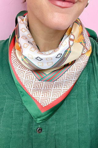 Clover & Tassel Printed Silky Scarf - Green