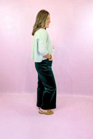 Wide Leg Corduroy Pant - Hunter Green