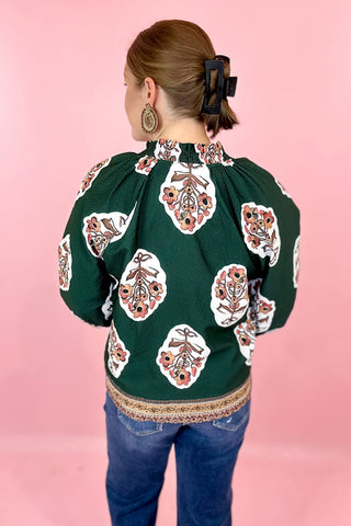 Garden Of Dreams Floral Top - Hunter Green