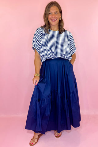 Feeling Ambitious Asymmetrical Maxi Skirt - Navy