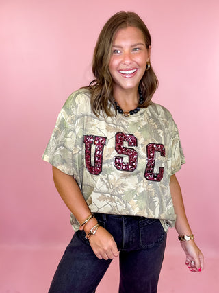 Queen Of Sparkles: Licensed USC Camo Tee