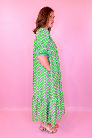 On The Daily Floral Midi Dress- Green