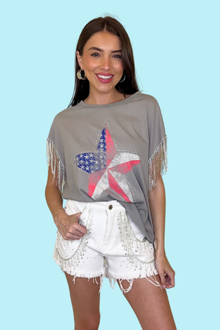 America Star Fringe Graphic Tee