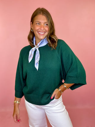 Keeping Cozy Drop Shoulder Sweater - Hunter Green