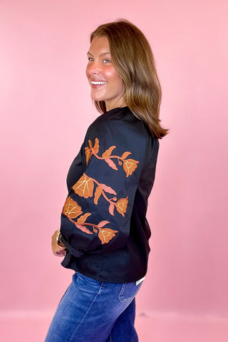 Leave A Note Embroidered Top - Black