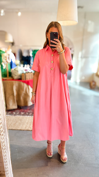 Soft Statement Midi Dress - Pink