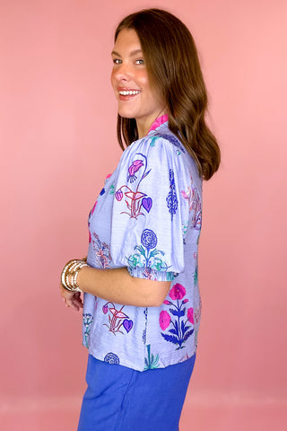 From Here On Floral Top - Periwinkle