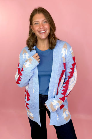Mountain Invite Tribal Cardigan - Blue