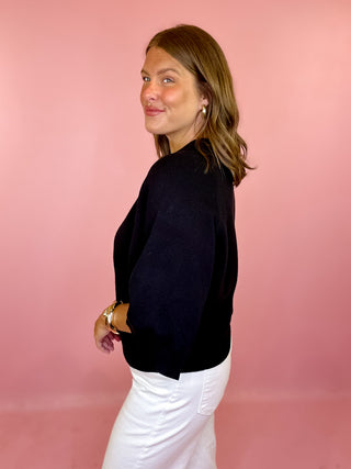 Keeping Cozy Drop Shoulder Sweater - Black