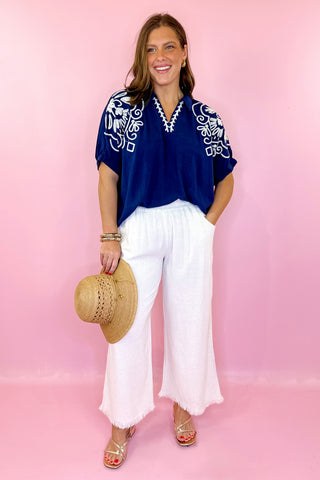 Keep It Simple Floral Top - Navy