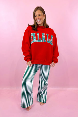 Cozy Holiday Striped Lounge Pant - Green
