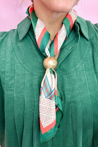 Clover & Tassel Printed Silky Scarf - Green