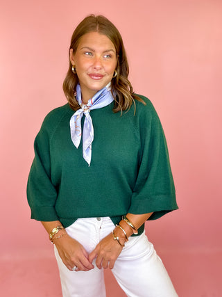 Keeping Cozy Drop Shoulder Sweater - Hunter Green