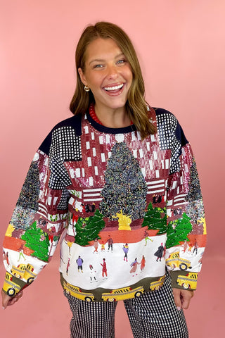 Queen Of Sparkles: Multi Sequin Rockefeller Center At Christmas Sweatshirt