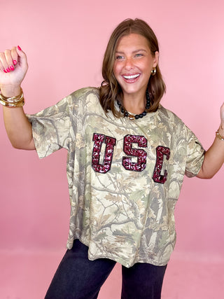 Queen Of Sparkles: Licensed USC Camo Tee