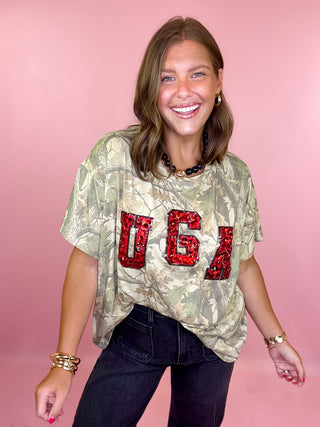 Queen Of Sparkles: Licensed UGA Camo Tee