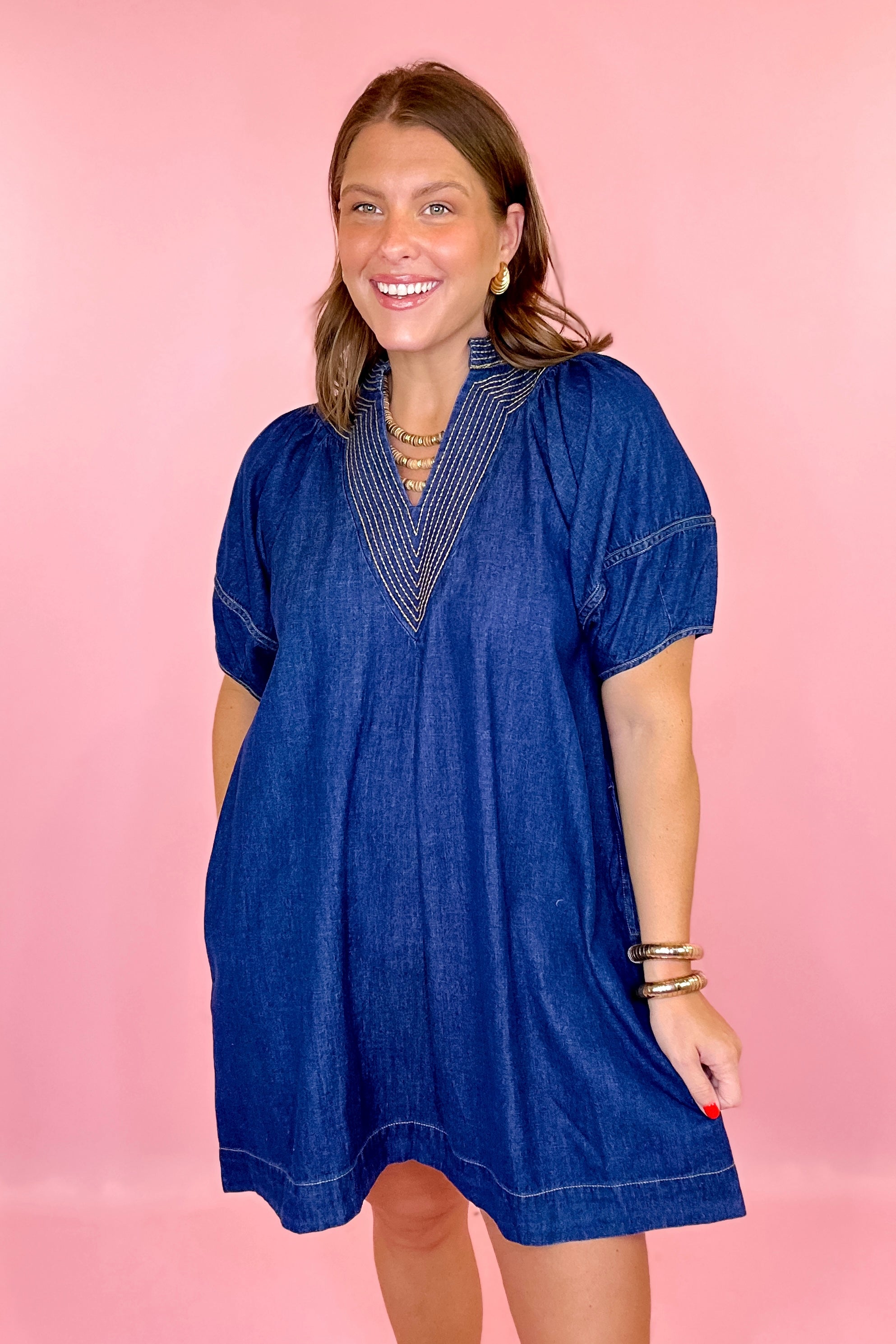 Check Me Out Denim Mini Dress Small
