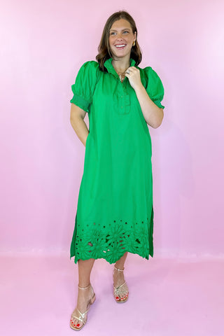Put Together Perfectly Floral Hem Midi Dress - Green