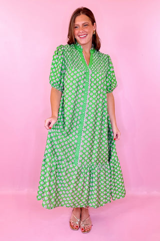 On The Daily Floral Midi Dress- Green