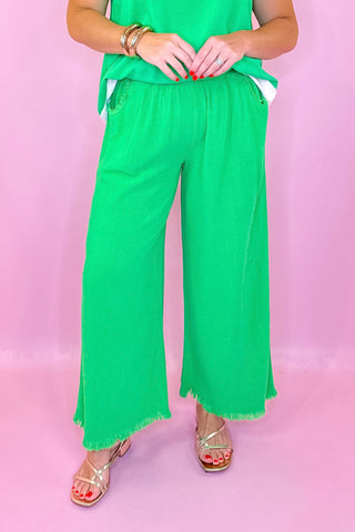 Chill Day Linen Wide Leg Pant - Island Green