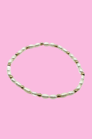 Petite Patterned Rice Pearl Bracelet