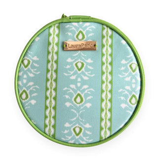Rosemary Stripe Blue Round Jewelry Case