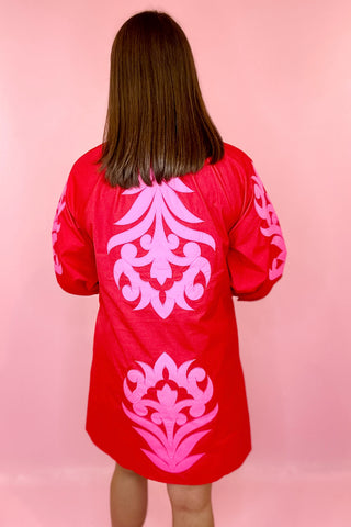 Always On My Mind Embroidered Mini Dress - Red