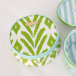 Petite Frond Green Round Jewelry Case